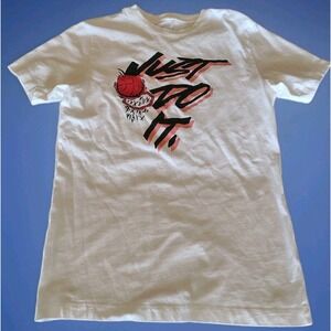 Nike Basketball Shirt Adult Small White Just Do It Script Logo Hoop Mens A4